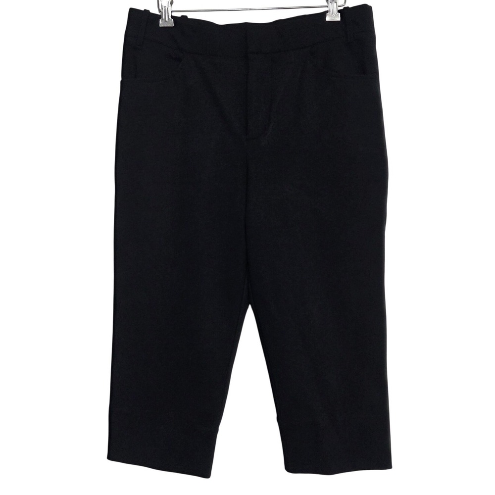 Free People NWT Black Cropped Trousers Stretch Slit Hem Pants OB2148781 Size 14